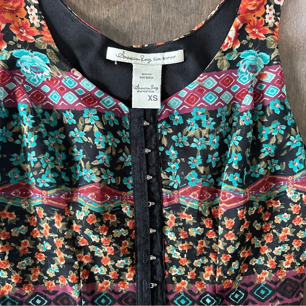 American Rag Dress Festival Boho Floral High Low Lace Corset Romantic XS - Picture 2 of 10